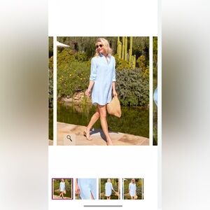 Frank &Eileen Mary linen shirt dress. Turquoise stripes. Size: XL.